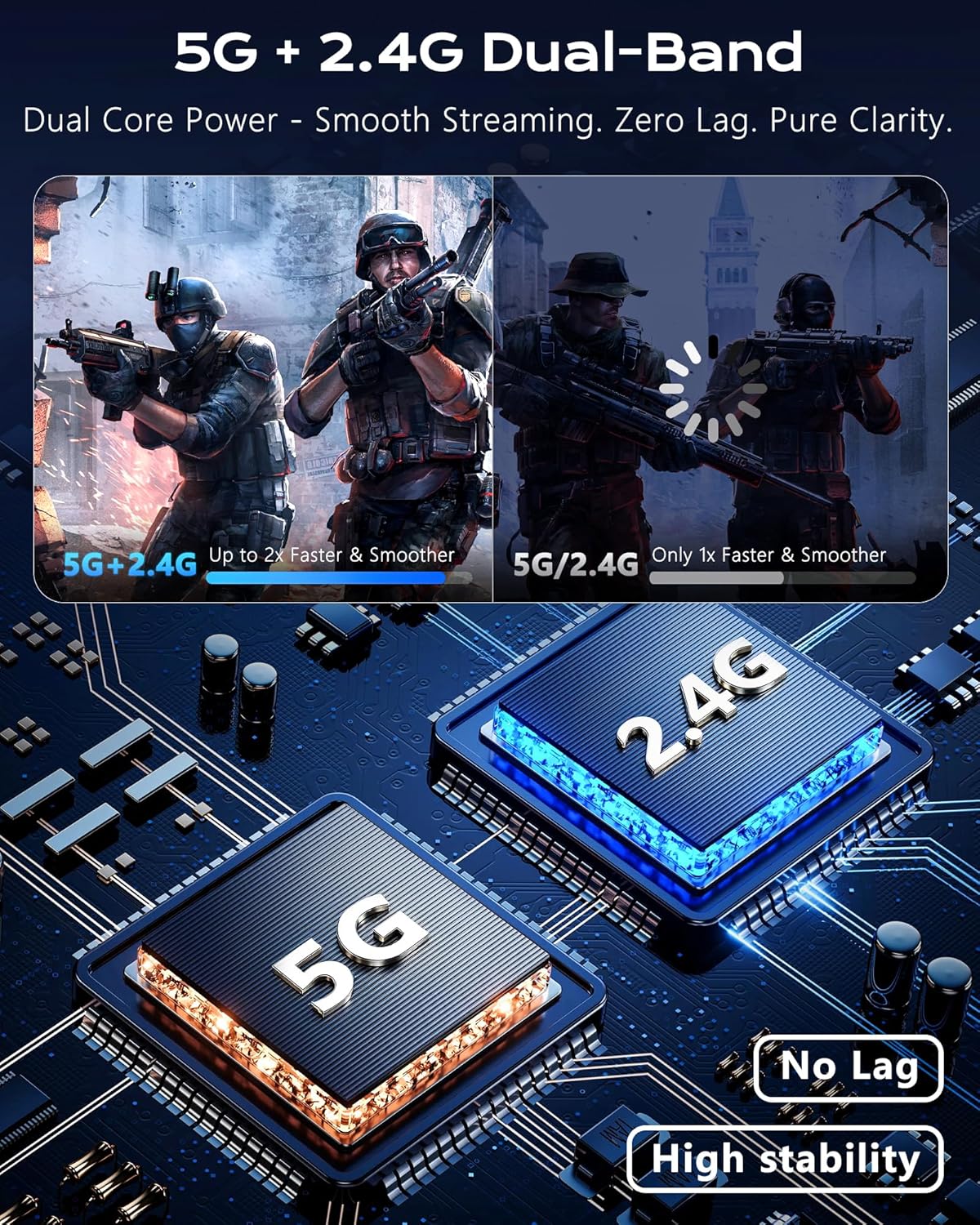 Wireless HDMI Transmitter and Receiver 4K Decode & 1080P@60Hz Ultra HD Output, 328Ft/100M Wireless HDMI Extender, 2.4G+5G Plug & Play for Streaming Video and Audio to Monitor from PC/TV Box/Projector
