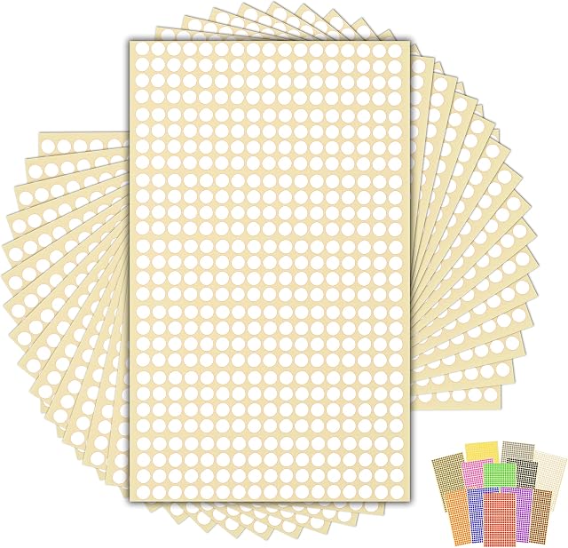 7,140 x White Sticky Dots - 6mm - Round Colour Coding Dot Stickers - 15 Sheets