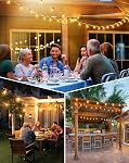 OHLUX Bistro String Lights Outdoor, 50FT Deck Lights with 22 Shatterproof ST38 Vintage Edison Bulbs, 2200K Warm Dimmable Connectable LED Light String for Outside Porch Yard Gazebos Balcony Garden