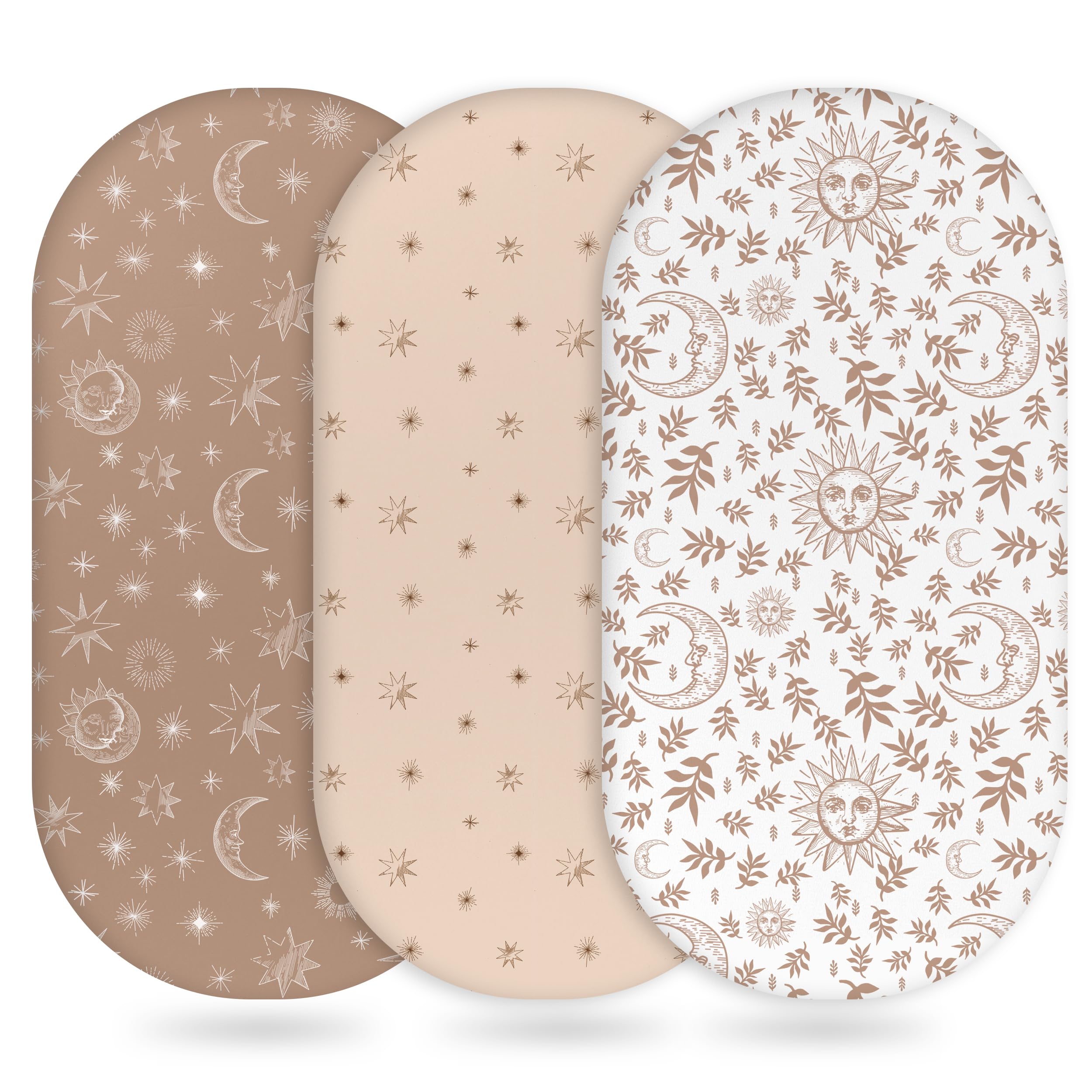 Drap-housse bébé universel blanc et marron pour couffin ovale et sablier