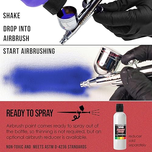 Miniatura 9 de US Art Supply Pintura acrílica para aerógrafo con efecto especial perlado 8 onzas