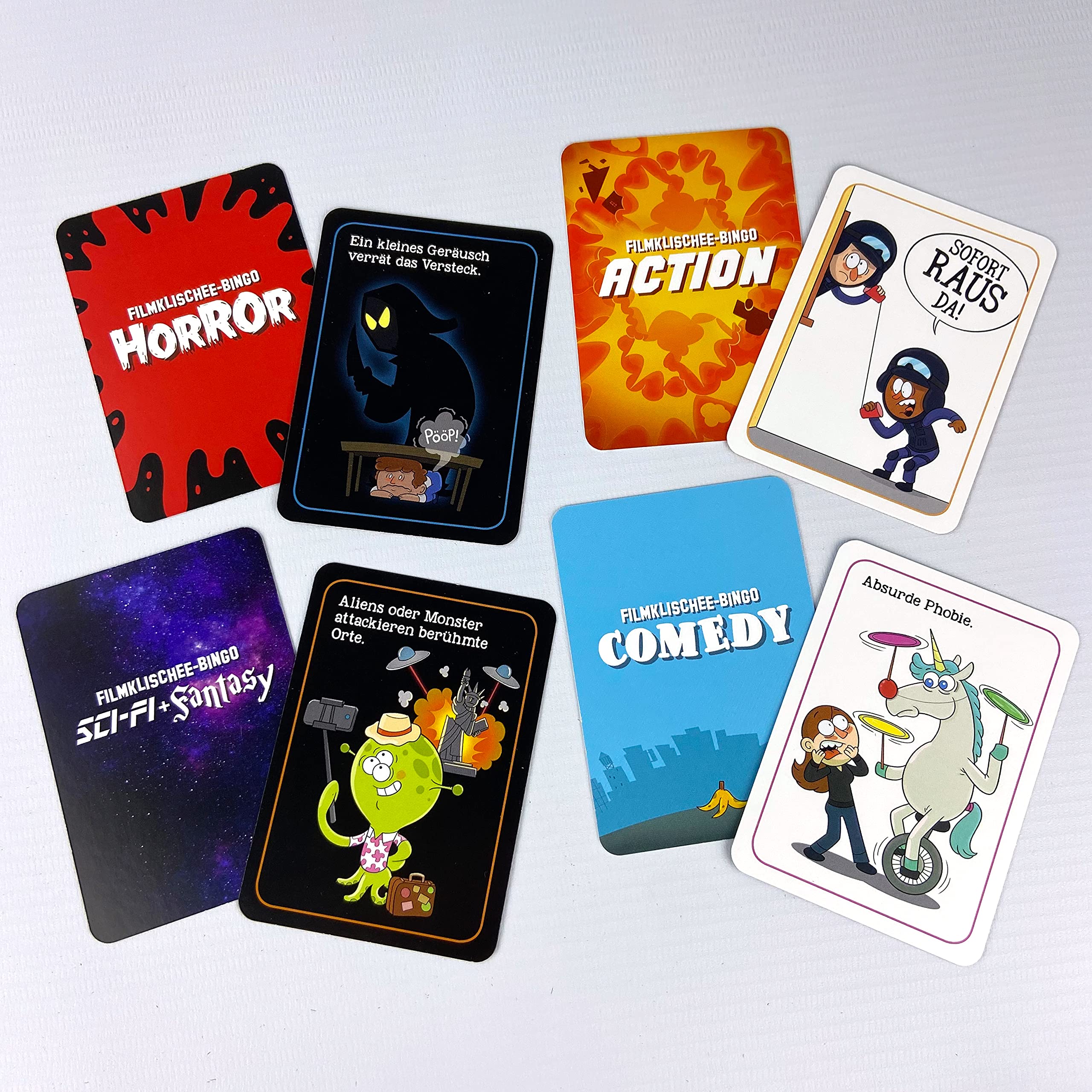 Filmklischee-Bingo: Das lustige Kartenspiel für deinen Filmabend | Gemeinschaftsspiel für Jugendliche und Erwachsene. Das perfekte Geschenk für Filmfans ab 12 Jahren