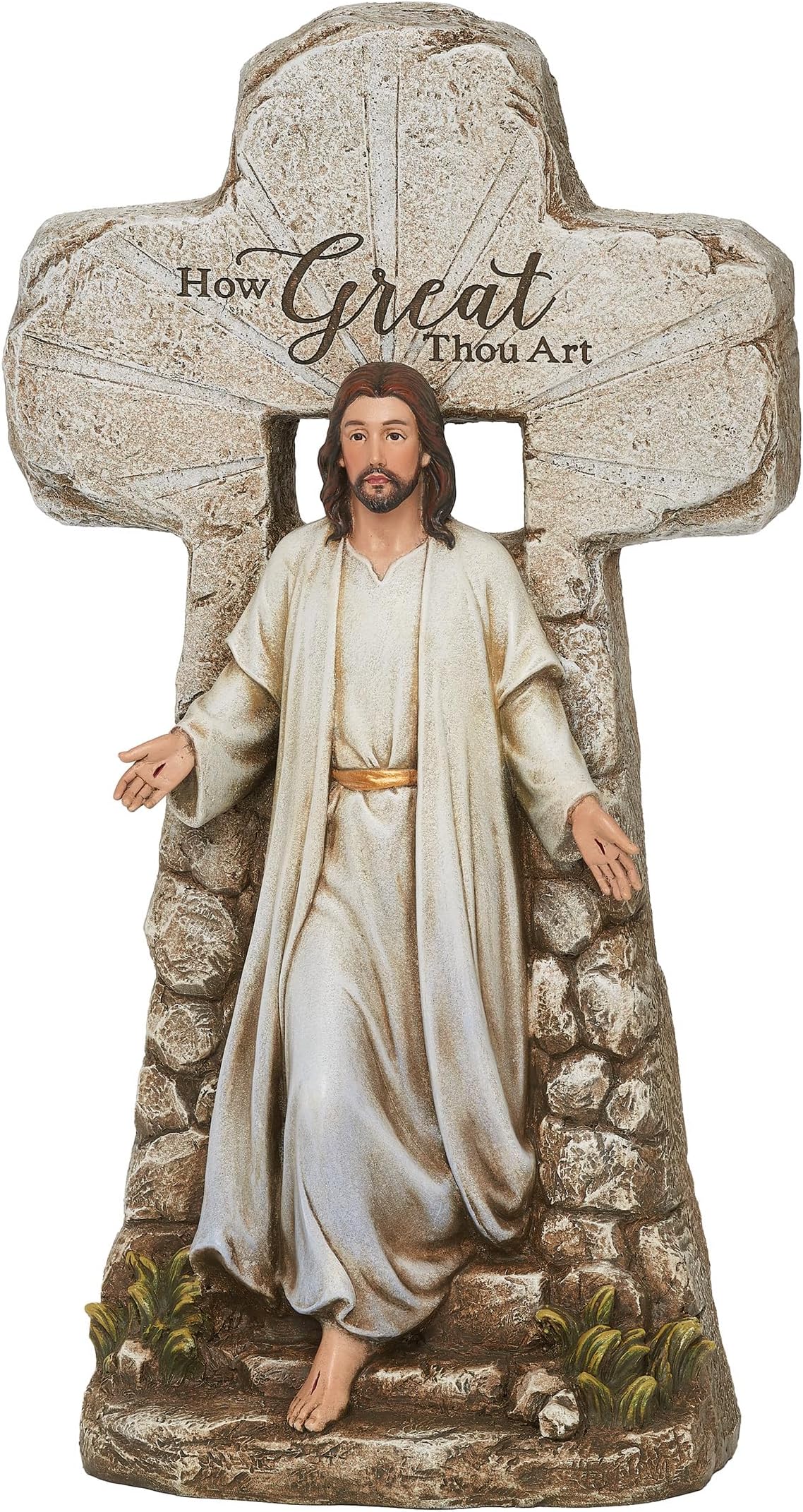 Roman 602007 Joseph Studio Jesus Rising Tomb Statue, 15-inch Height, White