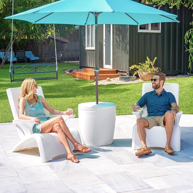 Step2 Vero Adirondack Chair, Stylish Poolside Lounger, Fade-Resistant, Waterproof Patio Furniture for Sun Shelf, Use in Pools up to 9-Inches of Water, Weighted, White image 2