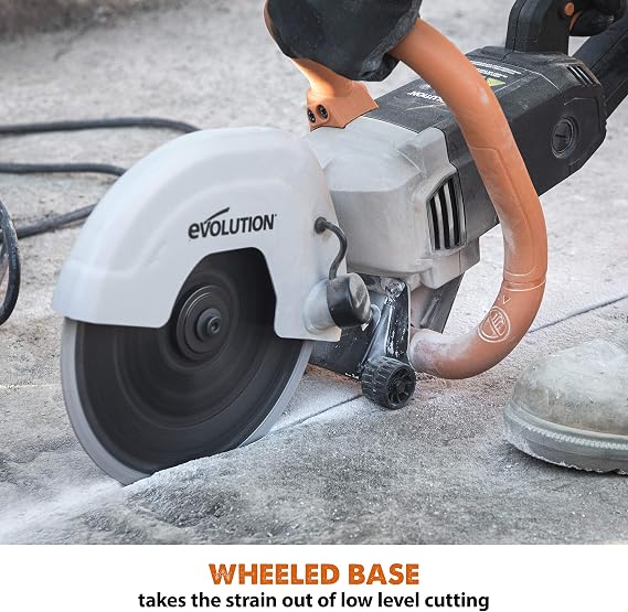 Evolution R230DCT | 9 in. Electric Concrete Saw | Diamond Masonry Blade Included | 15A Motor | 3-1/2 Cut Depth | No Gas, No Fumes | Circular Saw / Disc Cutter / Cut-Off Saw | Brick & Concrete
