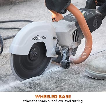 Evolution R230DCT | 9 in. Electric Concrete Saw | Diamond Masonry Blade Included | 15A Motor | 3-1/2 Cut Depth | No Gas, No Fumes | Circular Saw / Disc Cutter / Cut-Off Saw | Brick & Concrete