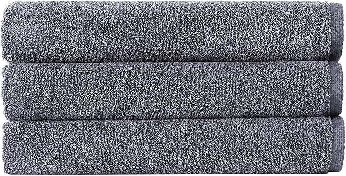 Classic Turkish Towels - Luxury Bath Towels, 100% Turkish Cotton, Thick and Absorbent Extra Large Bathroom Towels, Arsenal Collection, 3-Piece Set - 30 x 60 inches (Grey)