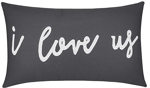 I Love Us - Funda de almohada decorativa de madera bordada, familia, hogar nuevo, dormitorio principal, 14 x 24 pulgadas, color gris
