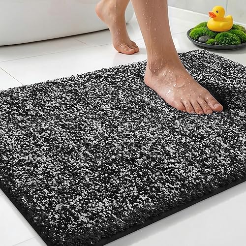 Yimobra Alfombras de baño antideslizantes, lavables, ultra suaves y absorbentes, alfombra de baño de microfibra de doble tono con respaldo de goma