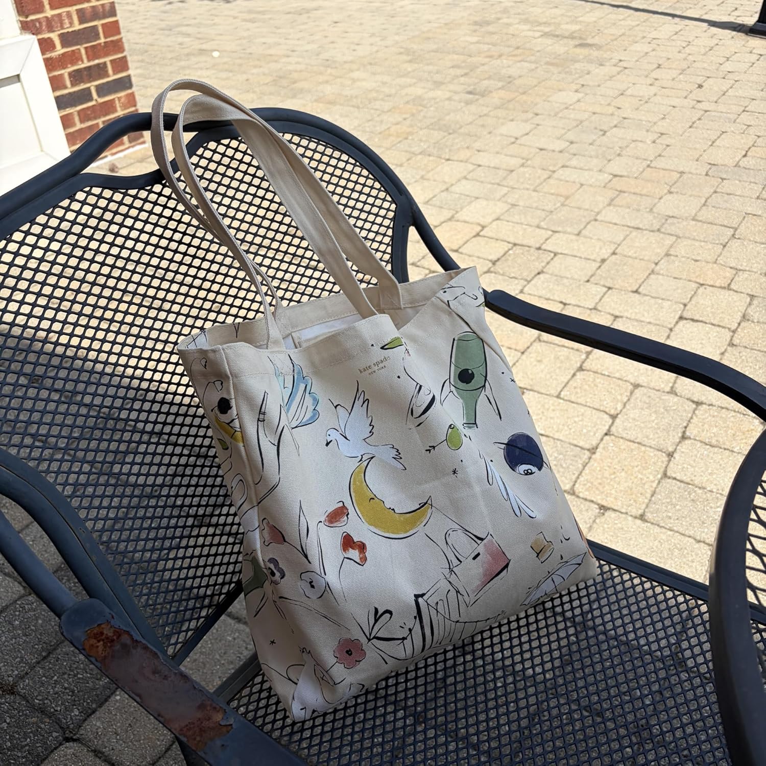 kate spade new york Canvas Tote Bag for Women, Cute Tote Bag for Work or Teacher, Canvas Beach Bag, Book Tote with Pocket