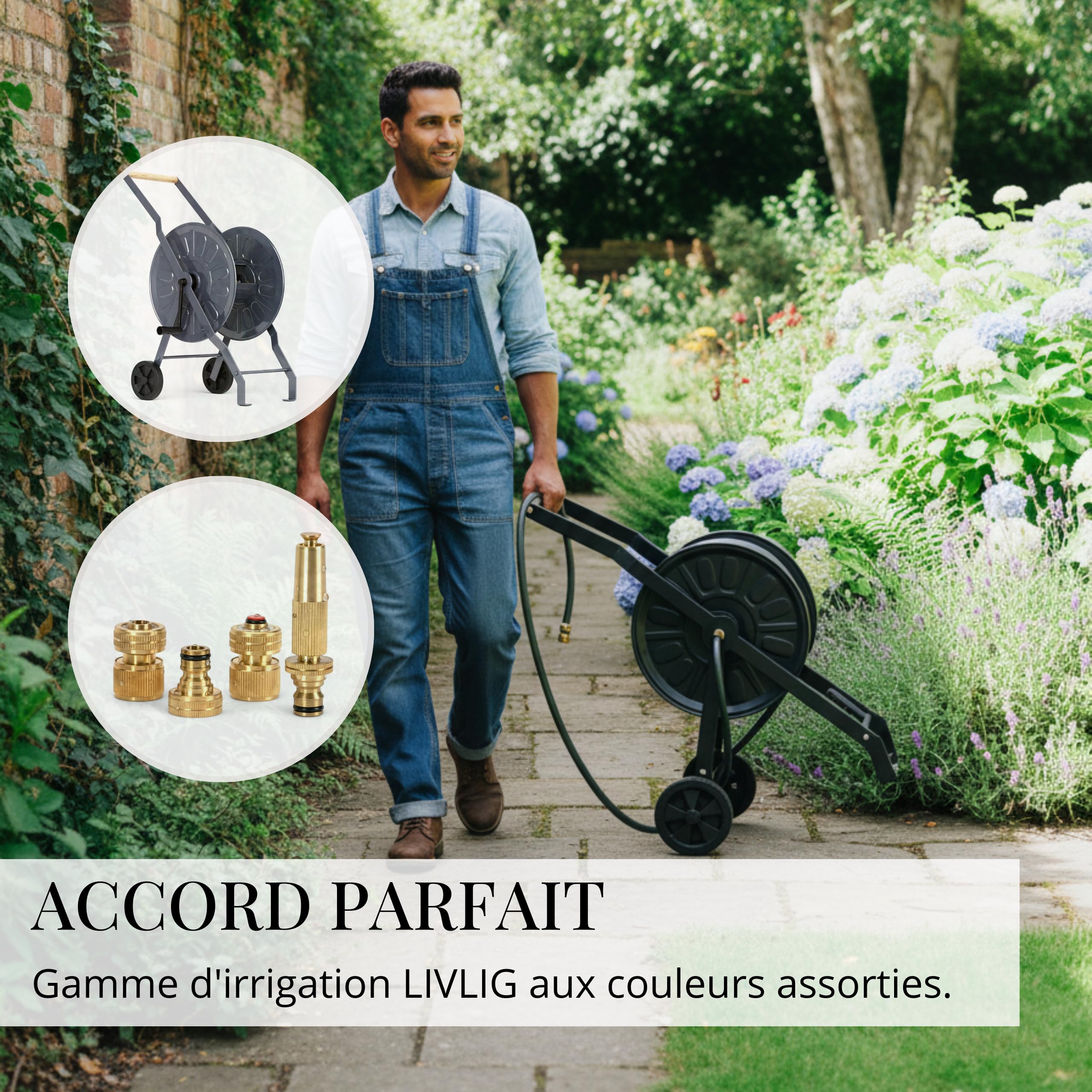 LIVLIG Tuyau d'Arrosage 50m Design – Tuyau Arrosage Flexible, 60% Recyclé, UV Résistant, Anti-Torsion, 1/2 Pouce, Anthracite