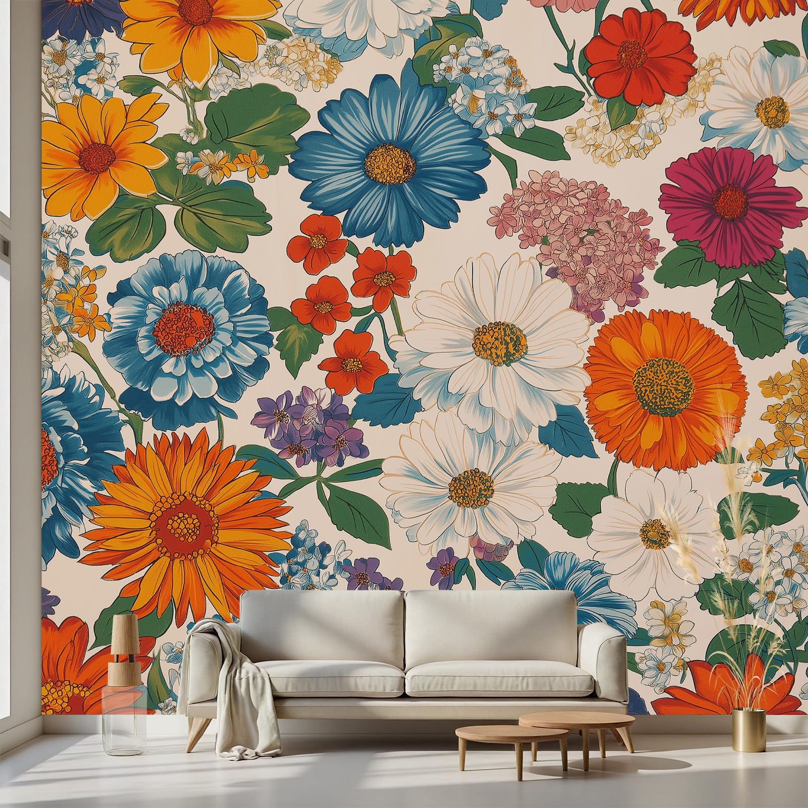 Papier Peint Intissé Motif Fleur 400 x 280 cm pour Relooker un Meuble Ancien