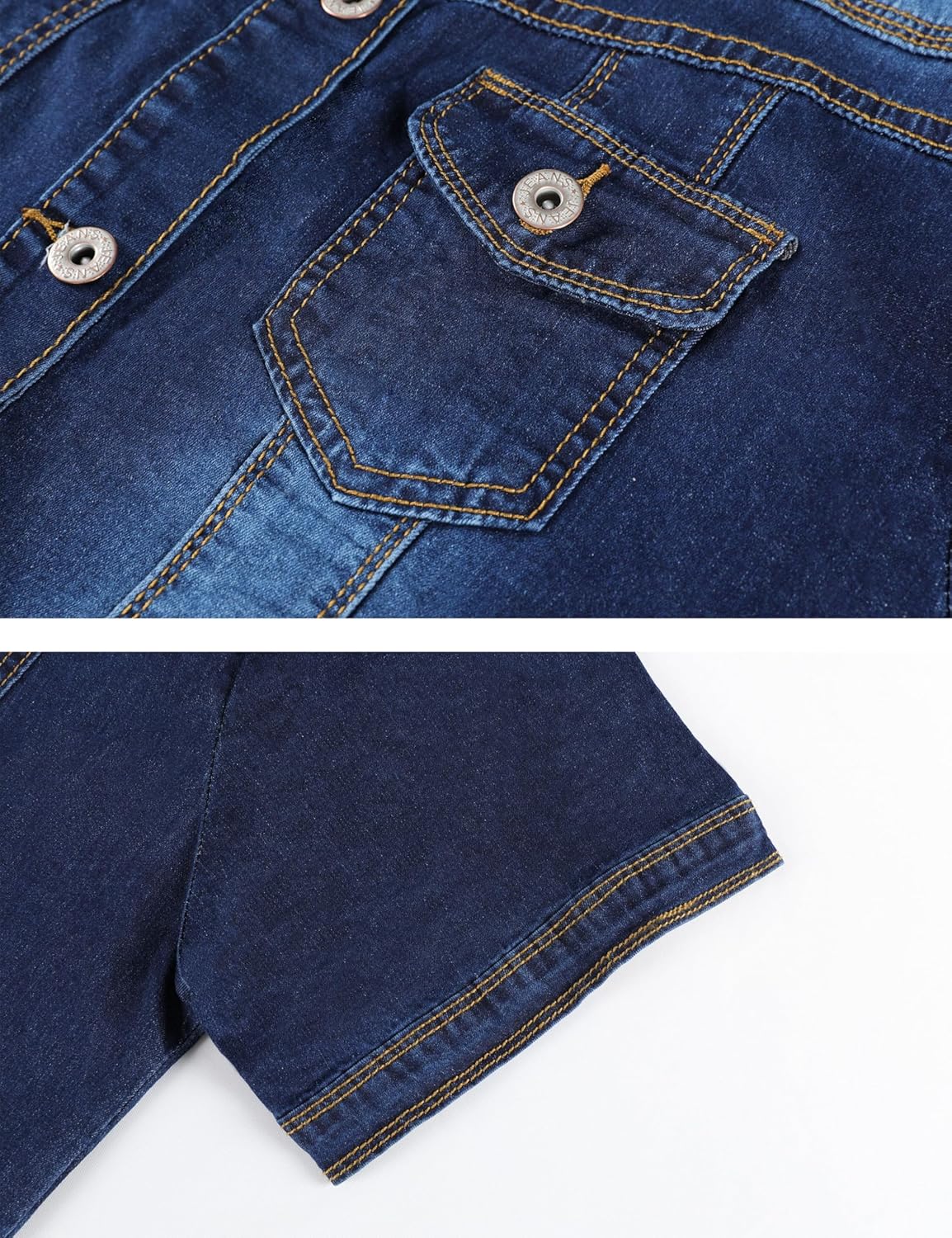 Omoone Women's Summer Short Sleeve Crop Denim Trucker Jacket Jean Coat Tops - Image 5