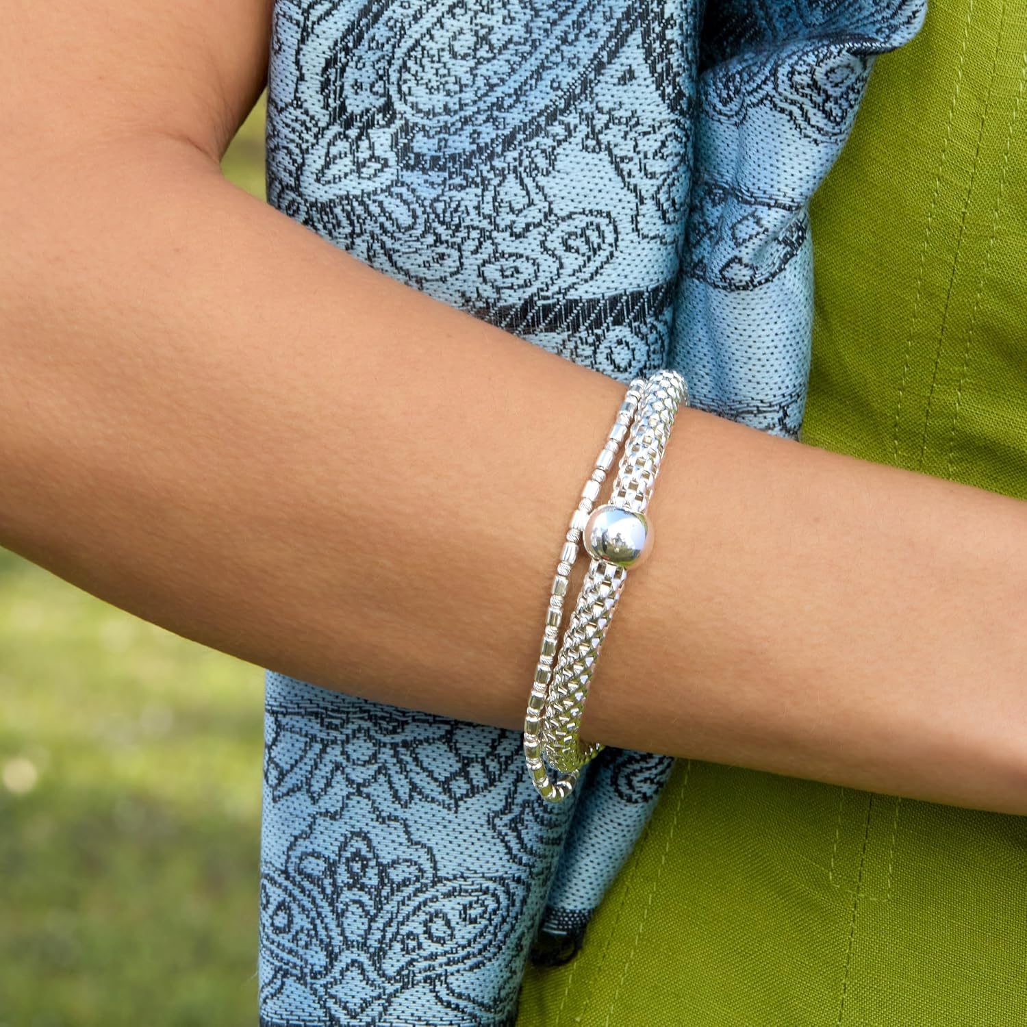 Silpada 'Chic' Sterling Silver Stretch Bracelet, 6 3/4"