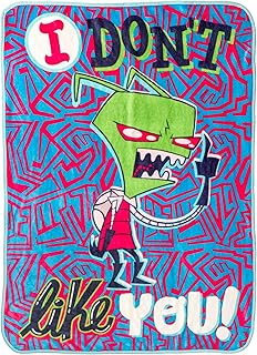 Silver Buffalo Nickelodeon Invader Zim “I Don’t Like You!” Flannel Raschel Throw, 45" x 60"