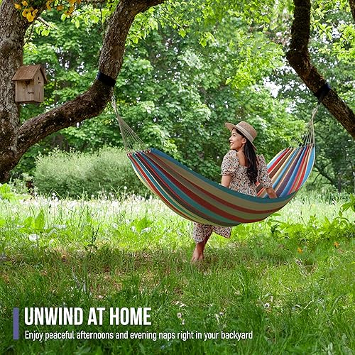 Miniatura 2 de Sorbus - Hamaca doble brasileña - Hamaca portátil extra larga para dos personas para espacios interiores o exteriores - Cuerda para colgar, bolsa