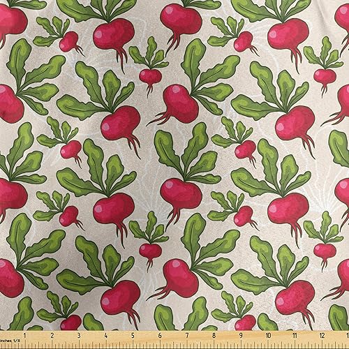 Lunarable The Yard, tela de verduras de The Yard, patrón de rábano, ensalada de cosecha, agricultura, con temática de caricaturas, jardín