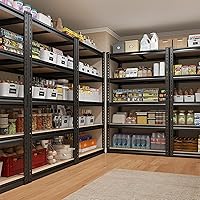 Vista 5 de REIBII Estantería de garaje de 2000 libras, estantes de almacenamiento resistentes, estantes de metal ajustables de 5 niveles, estante