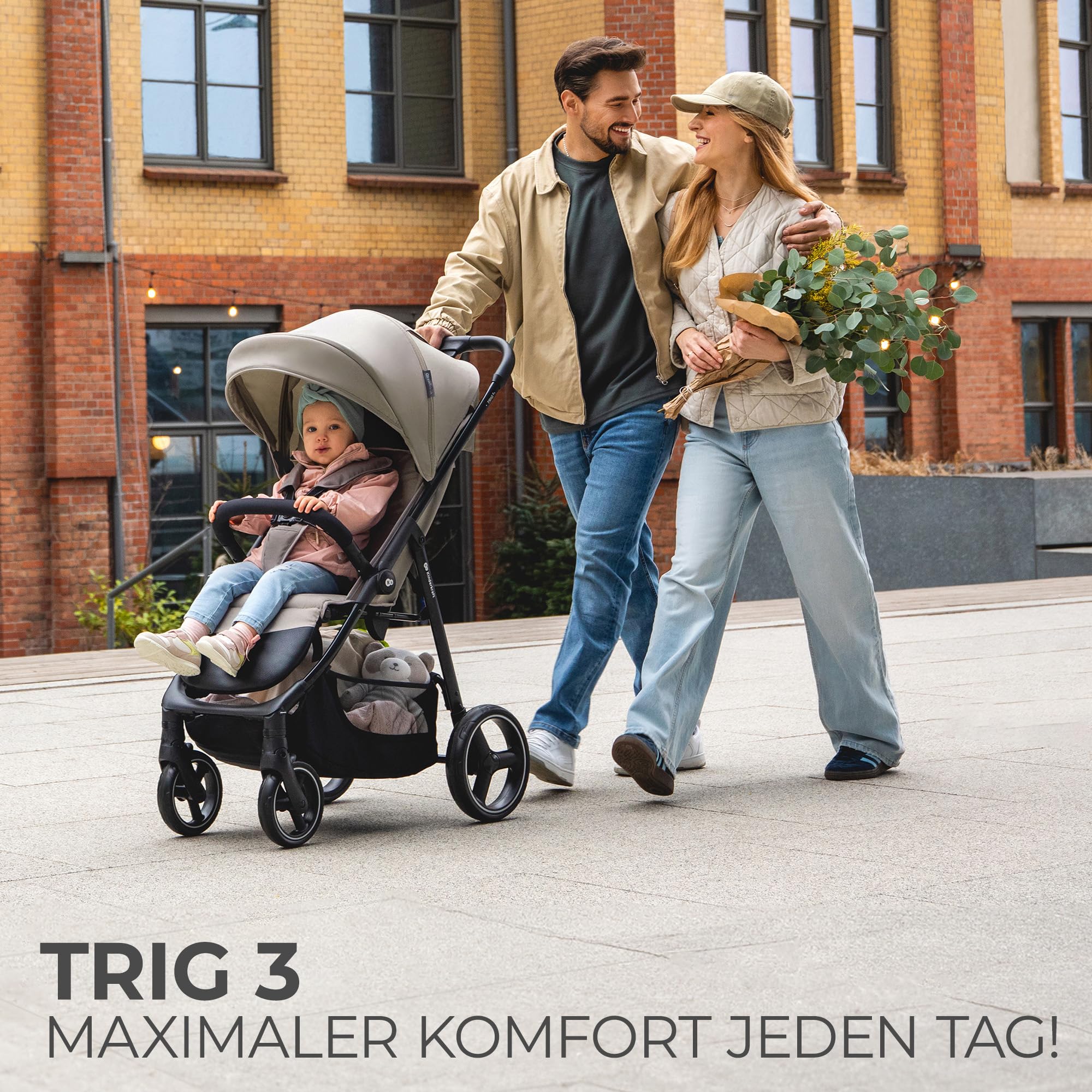 Kinderkraft TRIG 3 Kinderwagen, Liegewagen, Sportwagen, bis 25 kg, Grau
