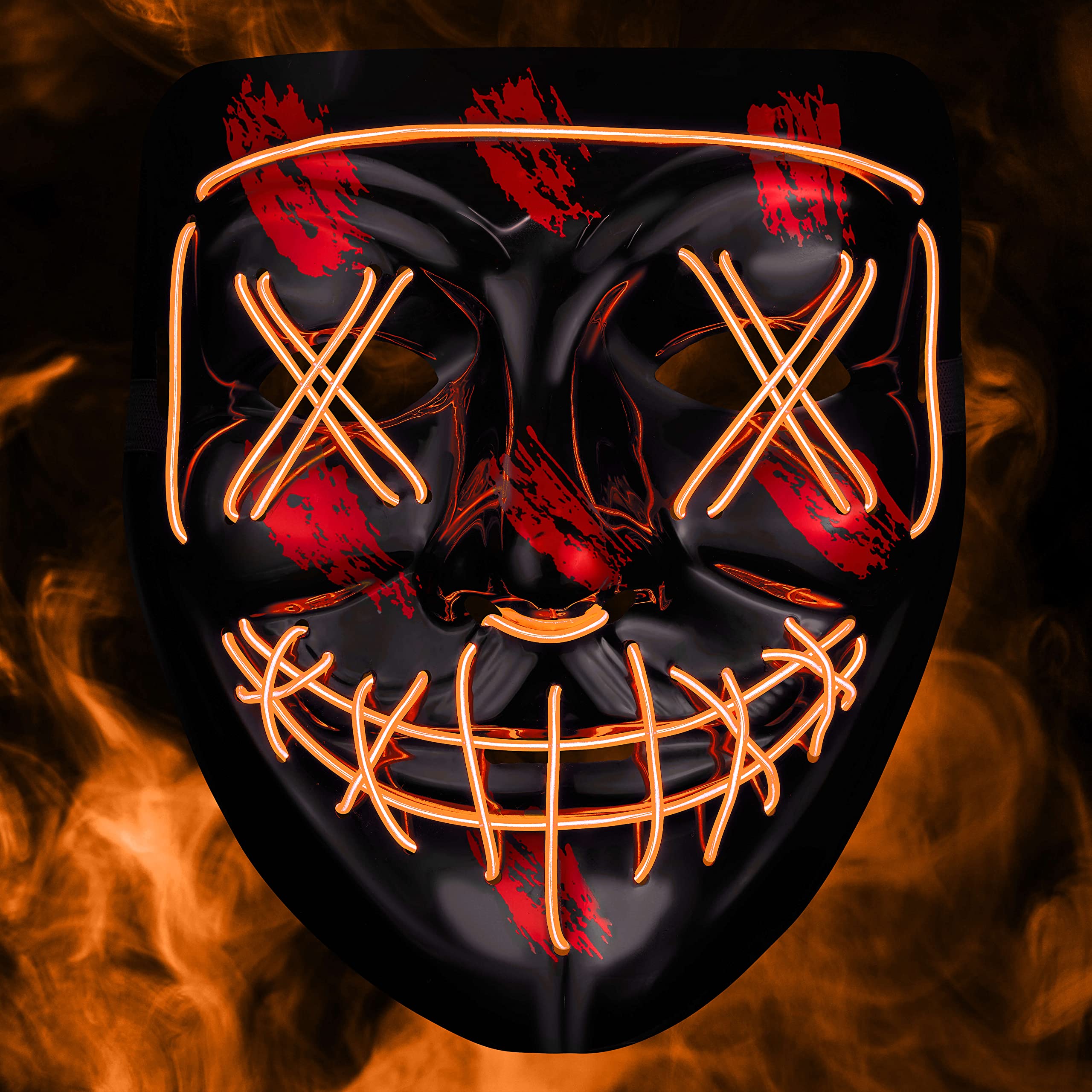 Balinco LED mask with 3 light modes - perfect for techno DJ, Neon Orange