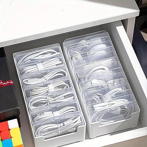 Miniatura 3 de Caja organizadora de cables de 11 cajas, organizador de cables de escritorio con interruptor, organizador de cables de alimentación para oficina,