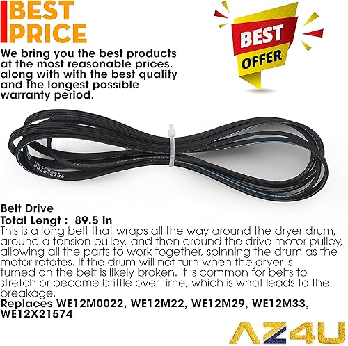Miniatura 4 de WE49X20697 Kit de rodamientos de secadora Reemplazar GE Dryer, Top Bearing WE3M26, Tambor Felt WE9M30 WE09X27634 WE09X20441, Correa de transmisión