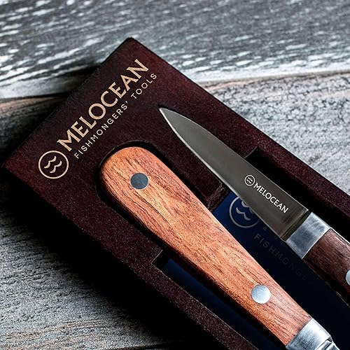 Miniatura 7 de Juego de 2 cuchillos para shucking de ostras, kit profesional de abridor de almejas en caja preciosa, libro electrónico y folleto incluido