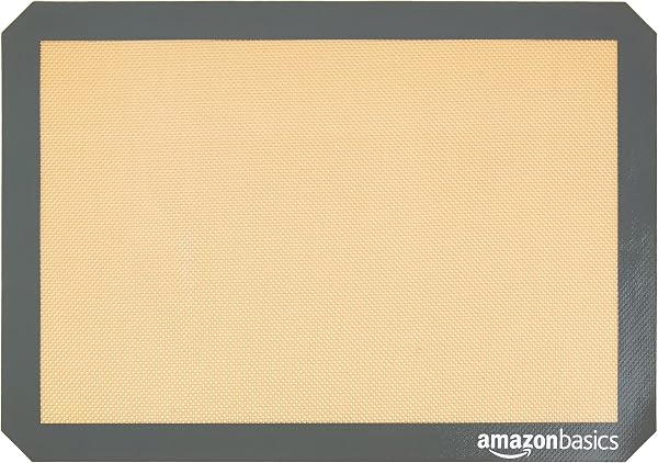 Amazon Basics Rectangular Silicone Baking Mat, 2 Pieces, Beige/Grey, 29.5 cm x 42 cm - 3