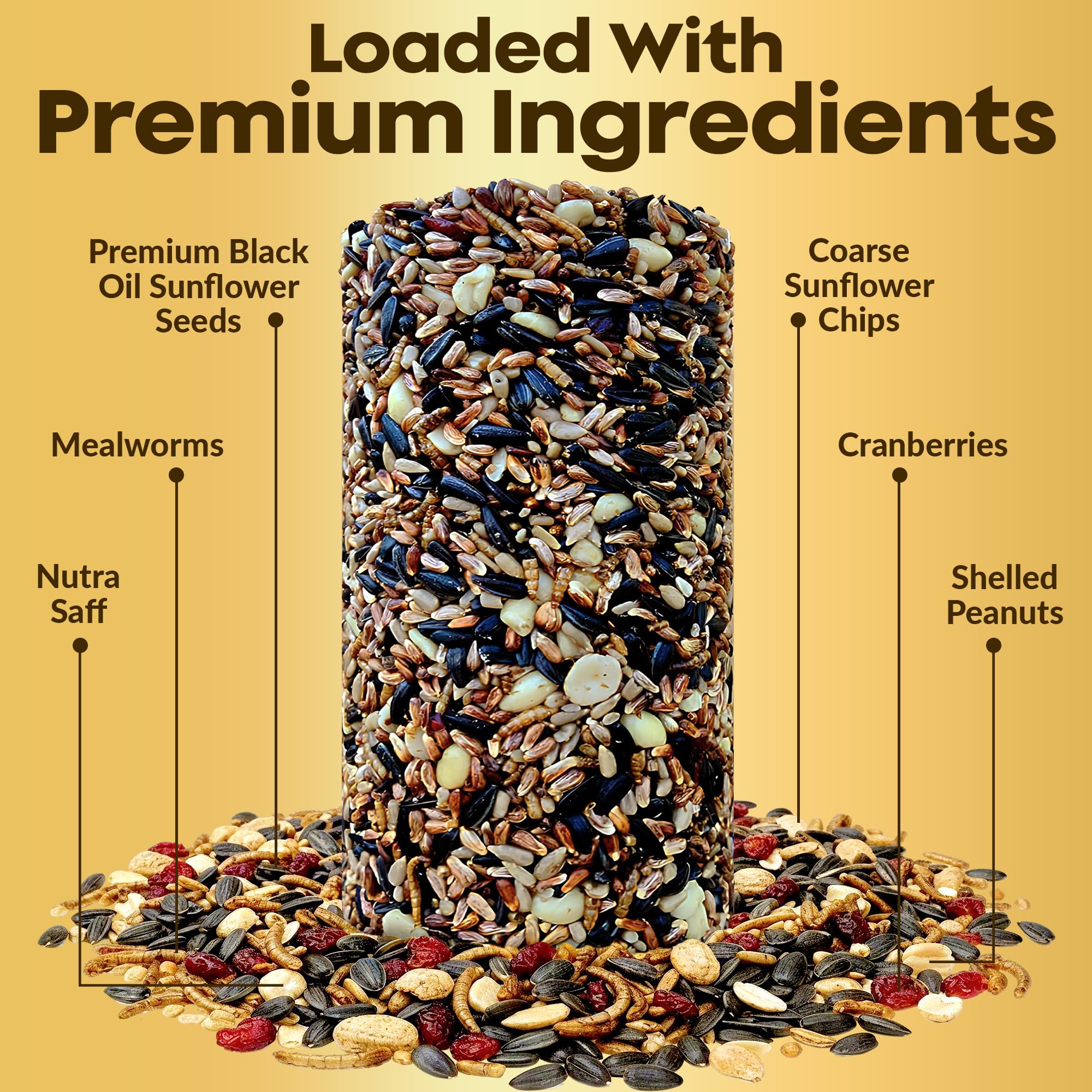 Cardinal Bird Seed Cylinders with Hole – Premium Cardinal Bird Seed Mix Curated for Cardinals & Also Loved by Blue Jays & Woodpeckers – Long Lasting, All Natural, No Fillers, USA Made (4