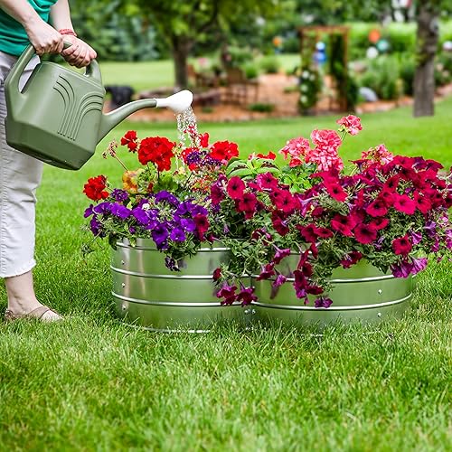 Miniatura 130 de Sunnydaze Cama de jardín de metal elevada de 11.75 pulgadas de alto, cama de jardín elevada galvanizada para exteriores para verduras y flores