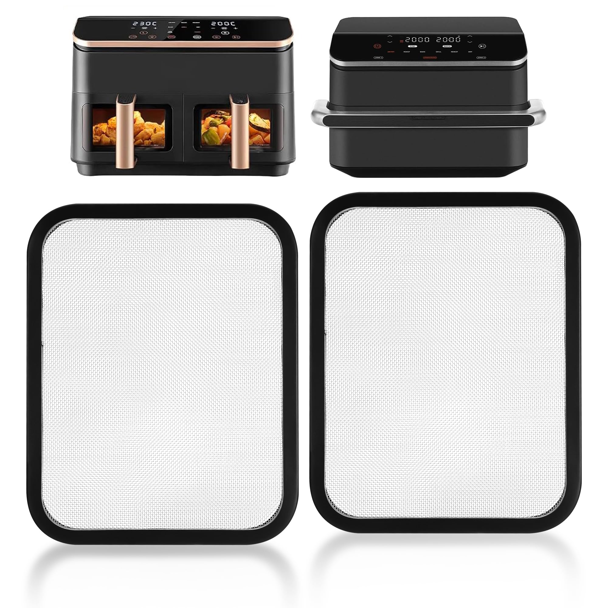 2 Pack Magnetic Splash Guard Compatible with COSORI Air Fryer 8.5L & Dual Blaze TwinFry 10L, Fine Mesh Stainless Steel Grease Guard, Reusable Air Fryer Accessories