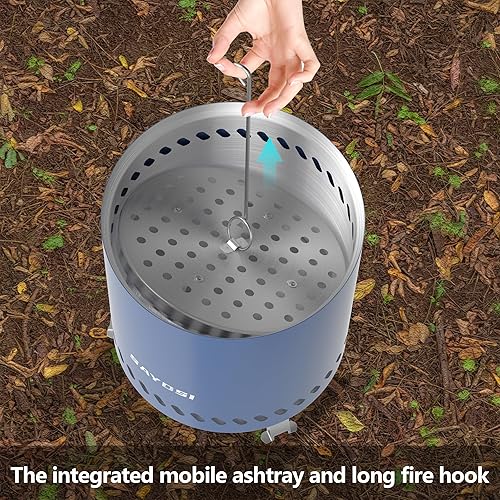 Miniatura 5 de Hoguera sin humo para exteriores de 9.8 x 8.6 pulgadas con soporte, hoguera portátil de mesa, ideal para camping y patio trasero, chimeneas de leña