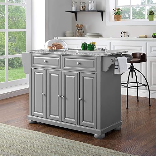 Vista 38 de Crosley Furniture isla de cocina con ruedas, Madera, Blanco