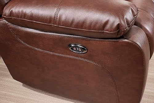 Miniatura 6 de Betsy Furniture Juego de sala de estar de cuero reclinable eléctrico marrón sofá biplaza