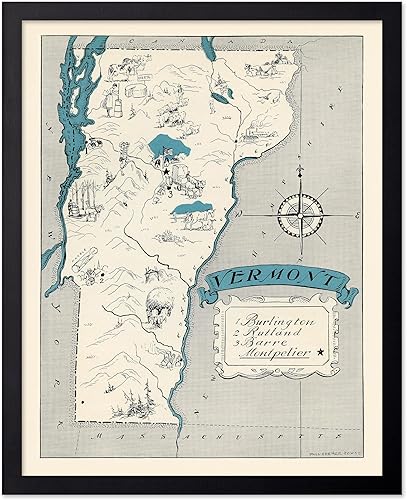 Poster Master Póster retro del estado de Vermont con estampado vintage, arte educativo, regalo para profesores, estudiantes, amantes de los viajes,