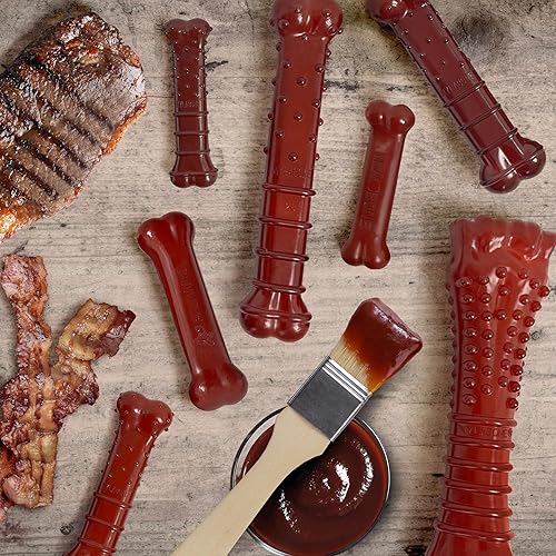 Vista 4 de Nylabone Juguete masticable texturizado Bone Power para perros, juguetes duraderos y resistentes para masticadores agresivos, sabor a tocino