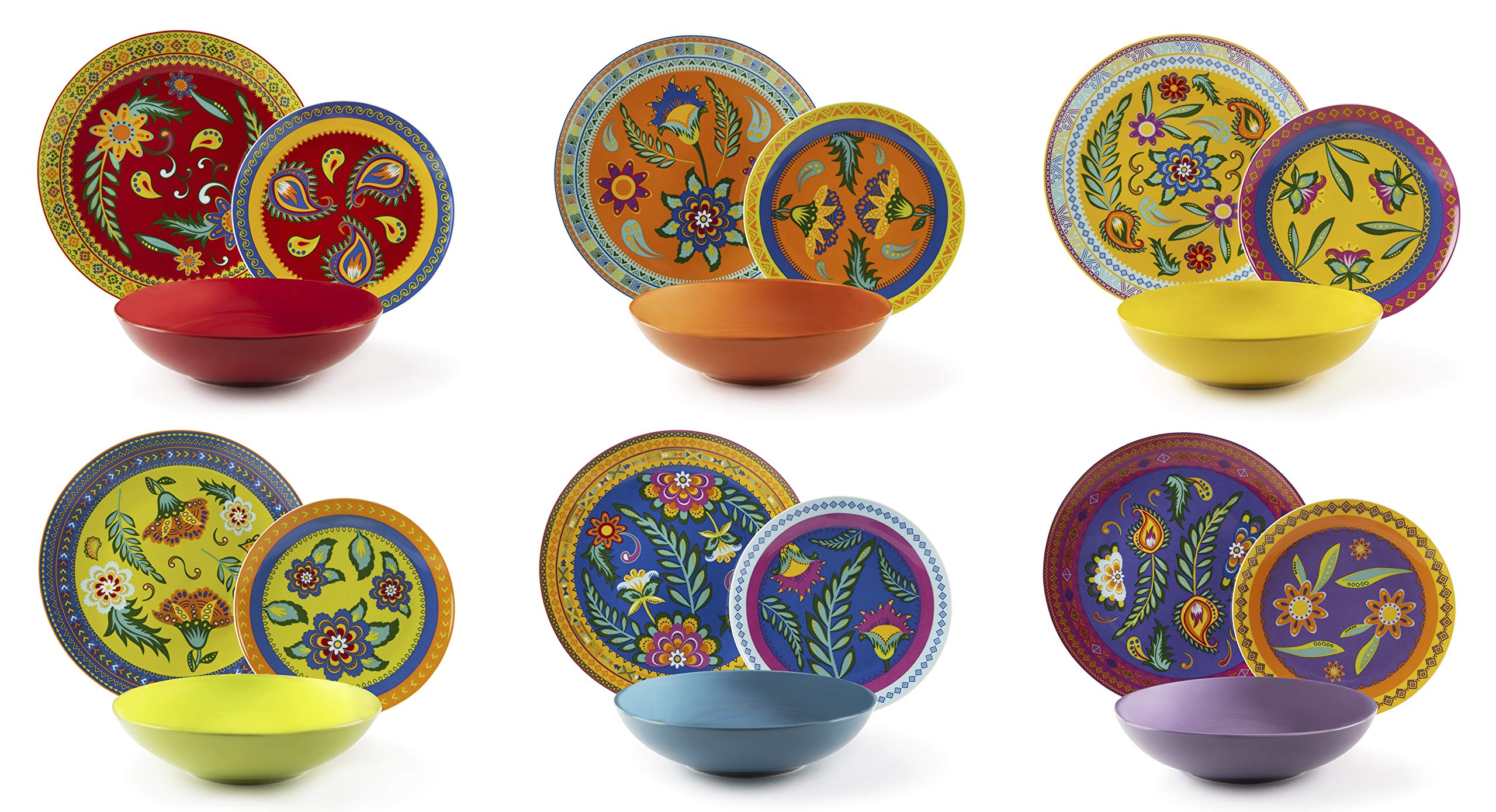 Servizio Posate 24 Pezzi Excelsa Gipsy, Acciaio Inox 18/0, Manico Colorato Floreale, Per 6 Persone