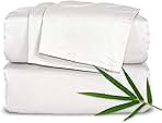 King Sheets by Pure Bamboo, Genuine 100% Organic Viscose Derived from Bamboo Bed Sheet Set, Luxuriously Soft & Cooling, Double Stitching, Lifetime Quality Promise (King, White)