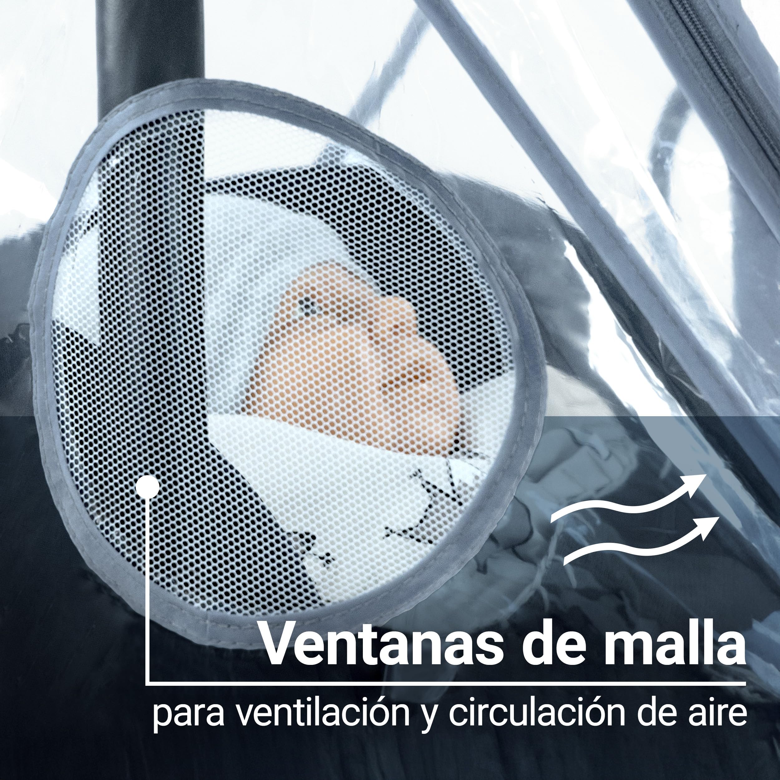 Zamboo Protector de Lluvia Universal Premium para Portabebés - Plástico Antilluvia para Grupo 0 - Compatible con Maxi Cosi | Cybex | Römer - Burbuja con Ventana Grande - Contacto Rápido - Sin PVC