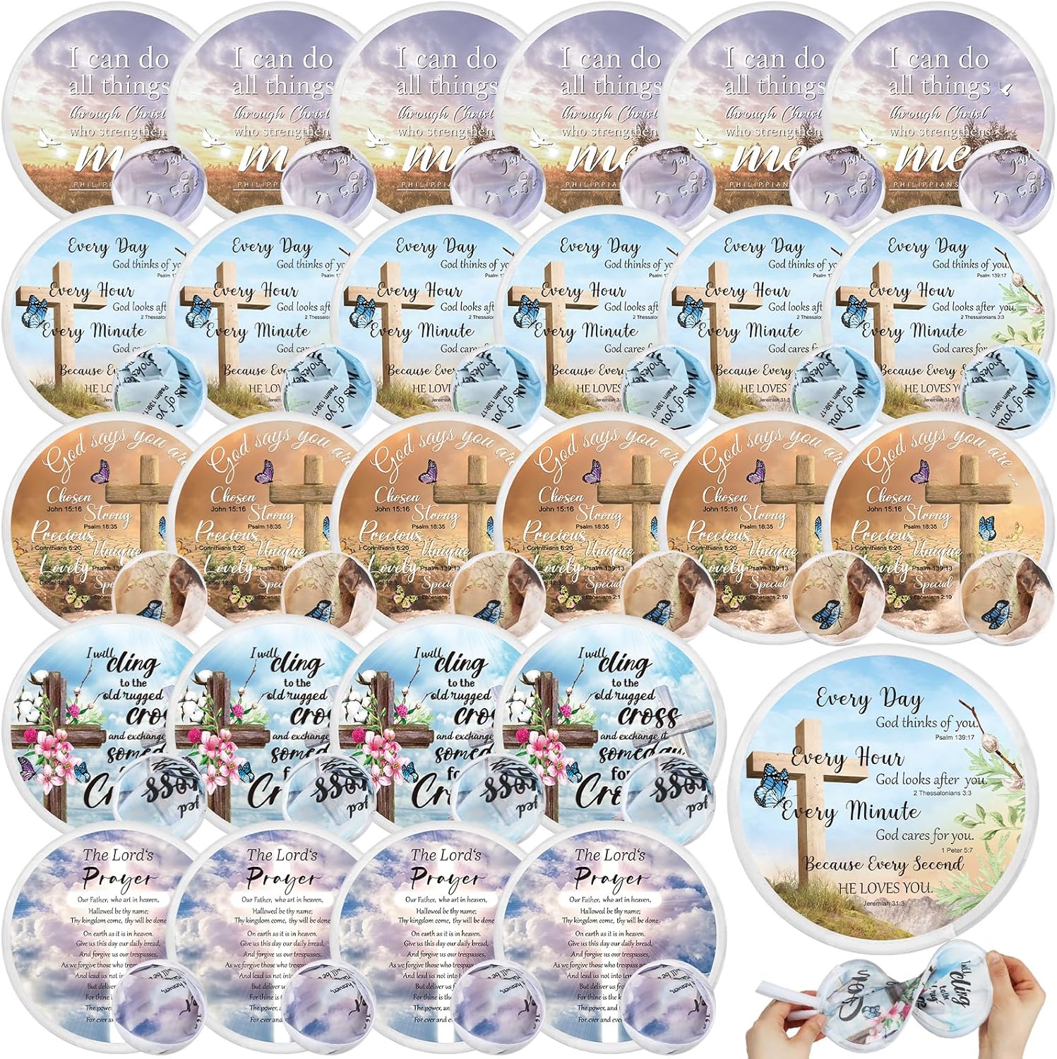 Tradder 50 Pcs Christian Religious Church Fans Folding Handheld Fans for Wedding Guests Decorative Foldable Collapsible Hand Fan for Women Outdoor Church Services Summer Christian Gifts(Stylish)