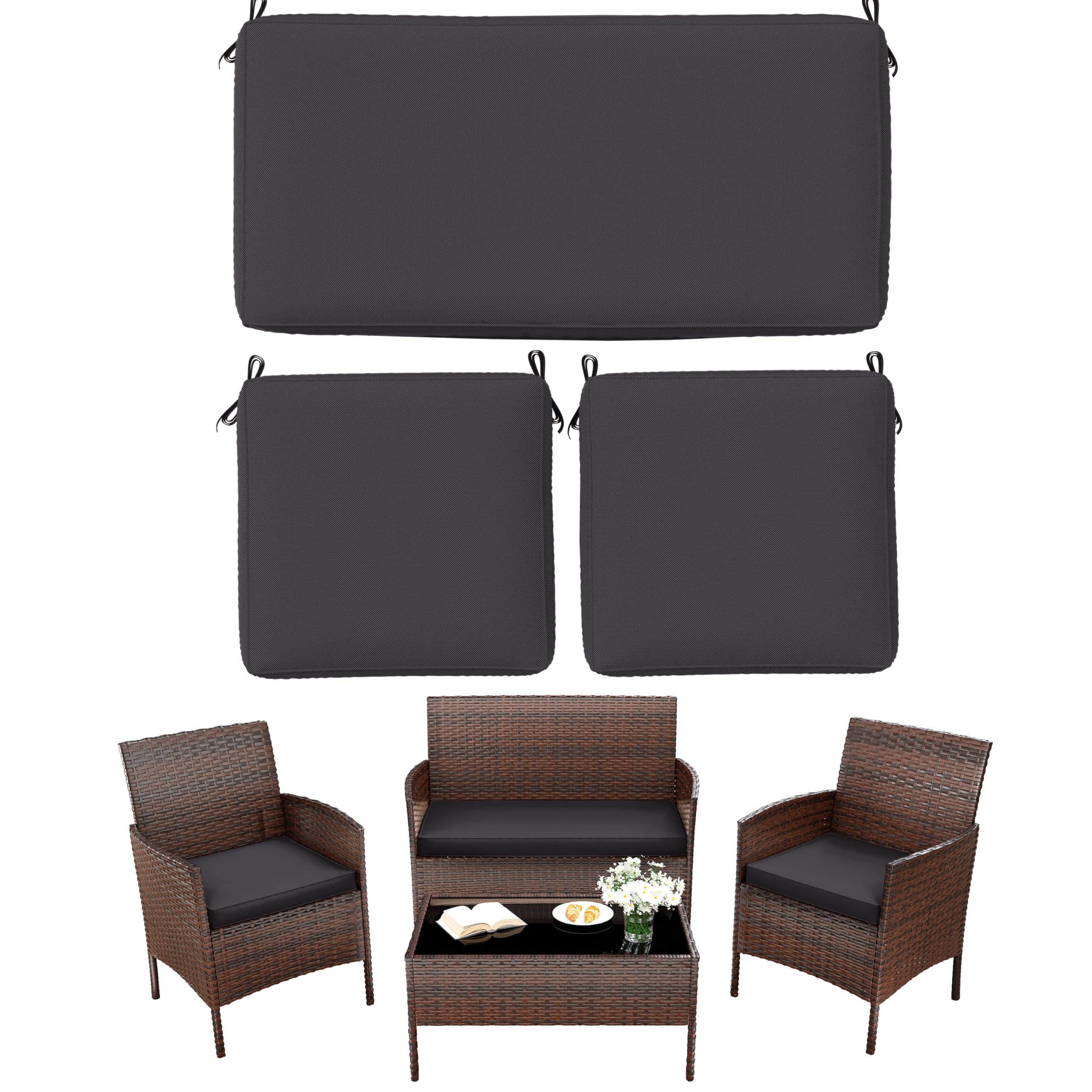 View 1 of ***FACTORY SEALED***3 Pcs Outdoor Patio Chair Cushions,Waterproof Chair Pads,36x18x3,18x18x3