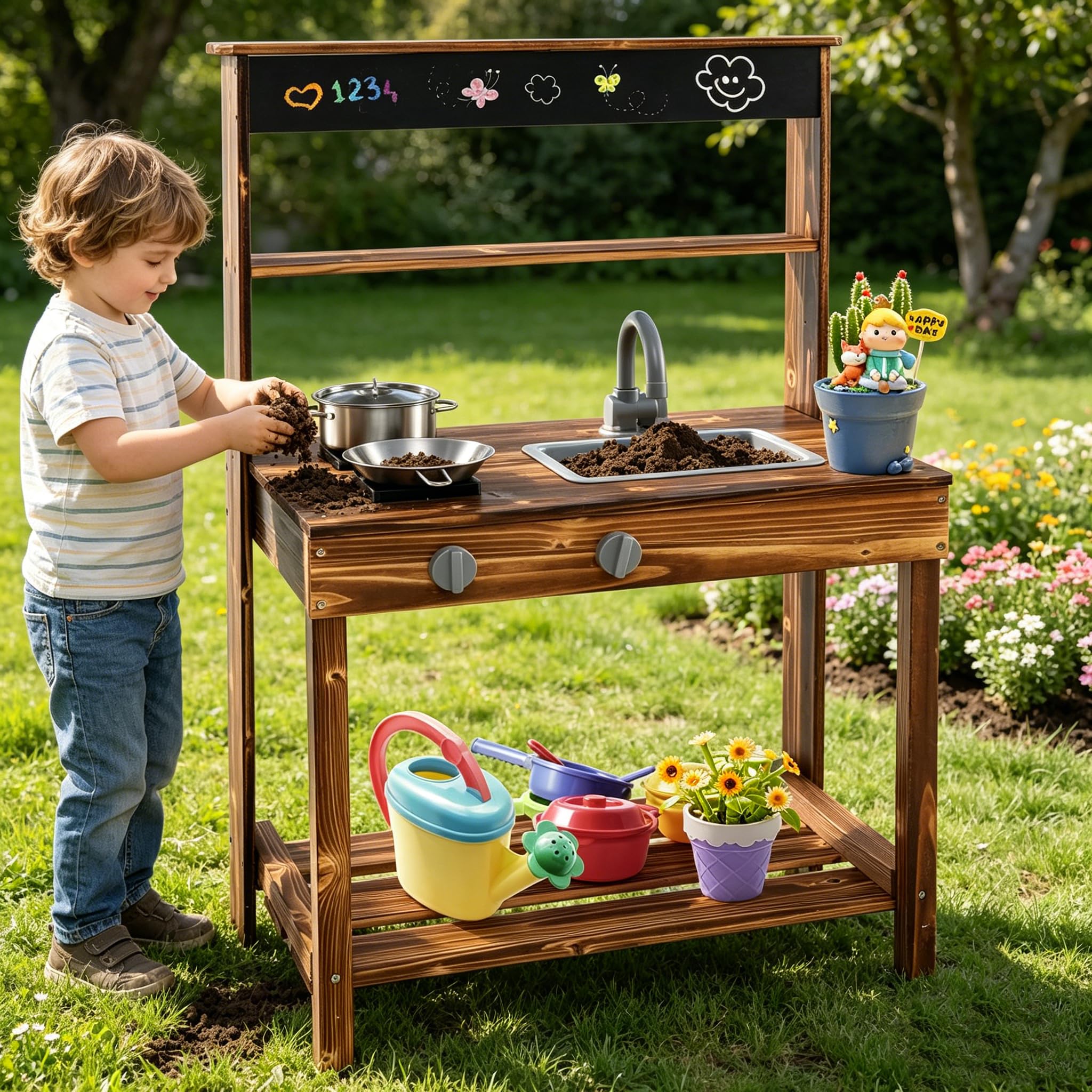 HONEY JOY Fir Wood Mud Kitchen