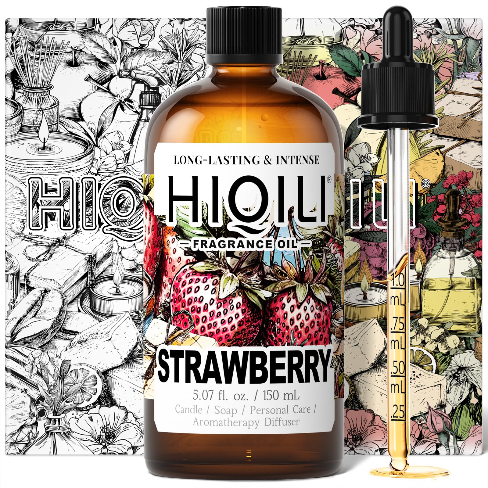 HIQILI Strawberry Fragrance Oil, DIY Fruity Scent Perfume - 5.07 Fl Oz