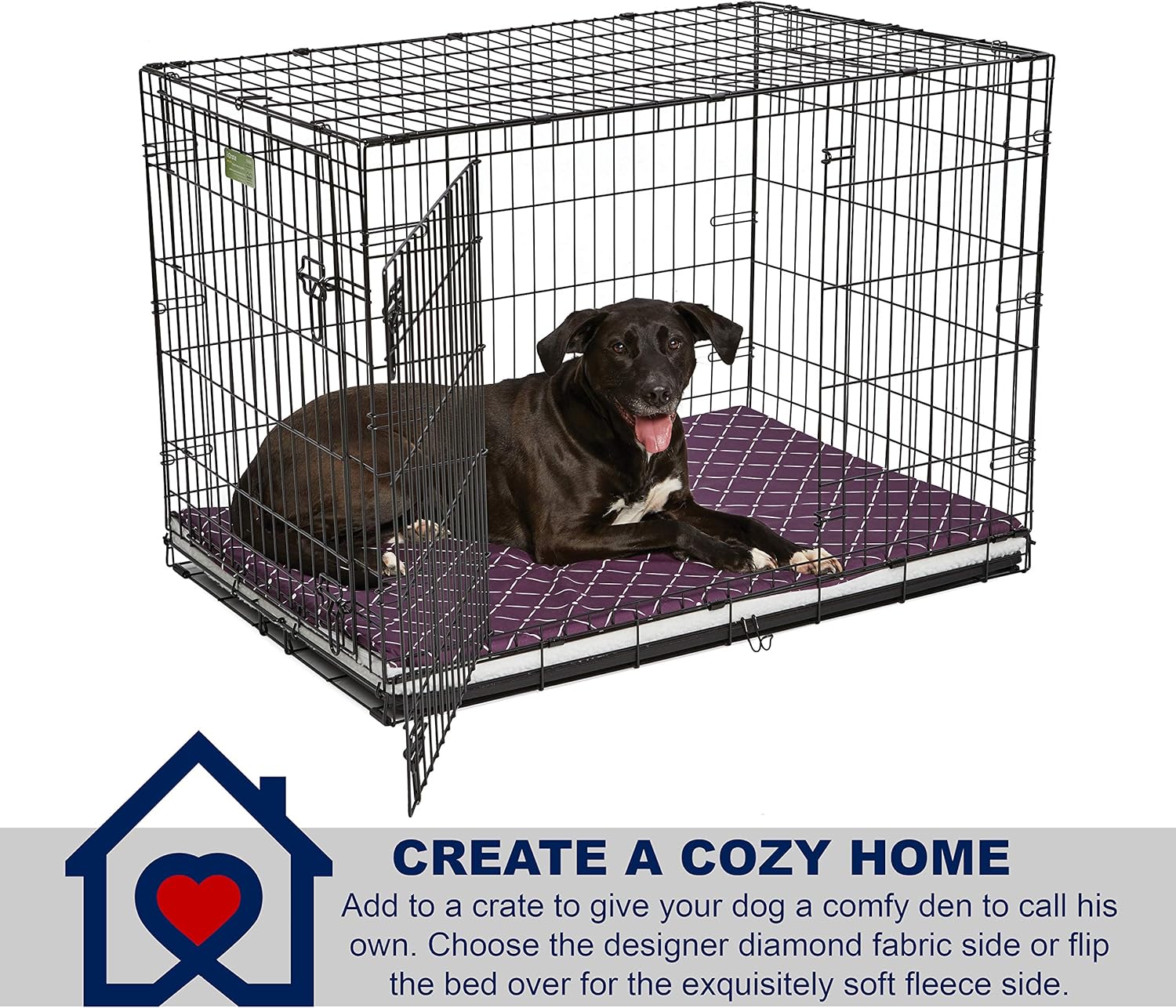 review Midwest Homes for Pets Quiet Time Couture Paxton Dog Pad/Pet Bed in Plum Fleece with Pillow Cover, Plum, 24