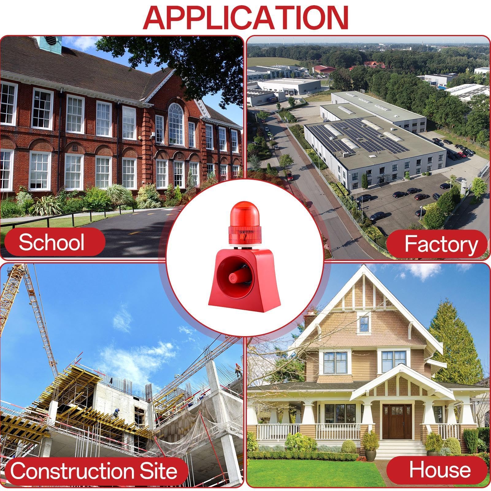 Industrial Siren Alarm - LED 120 dB Warning Light - Versatile Loud Alarm Siren, Energy Saving Warning Light for Overhead Cranes, Metallurgy, Ports