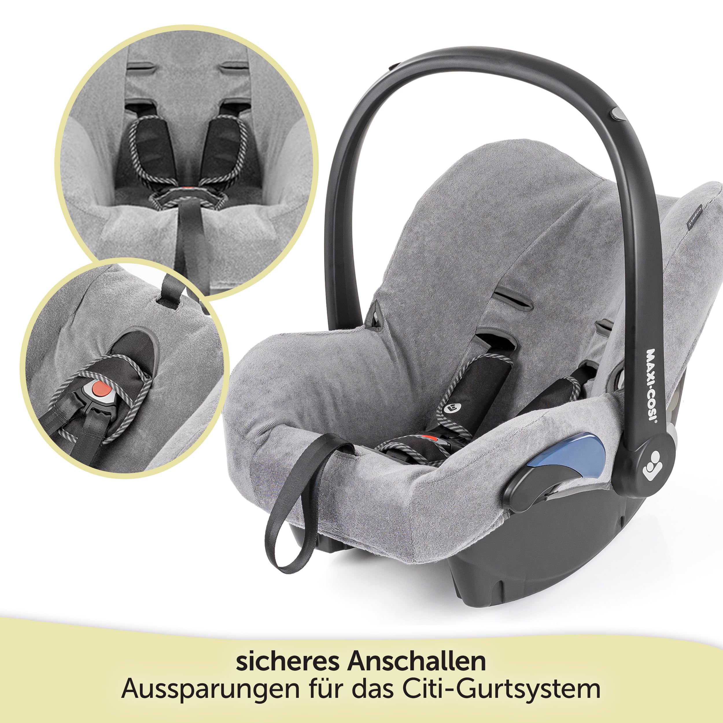 Zamboo Bezug für Maxi Cosi Citi Babyschale - Schutzbezug/Sommerbezug mit Perfekter Passform für Autositz Citi, atmungsaktiv gegen Schwitzen, maschinenwaschbar - Grau (Standard)