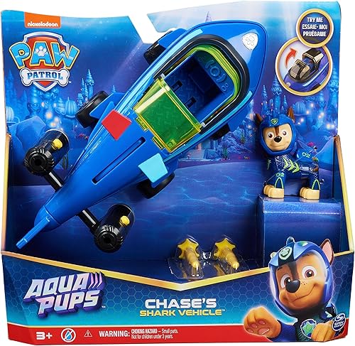 Miniatura 2 de Paw Patrol Aqua Pups, Chase - Vehículo transformador de tiburón con figura de acción coleccionable, juguetes para niños a partir de 3 años