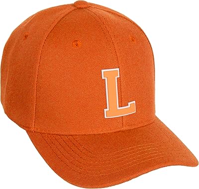 Daxton Classic Baseball Hat Custom A to Z Initial Team White Neon Orange Letter, Orange Cap, Letter L