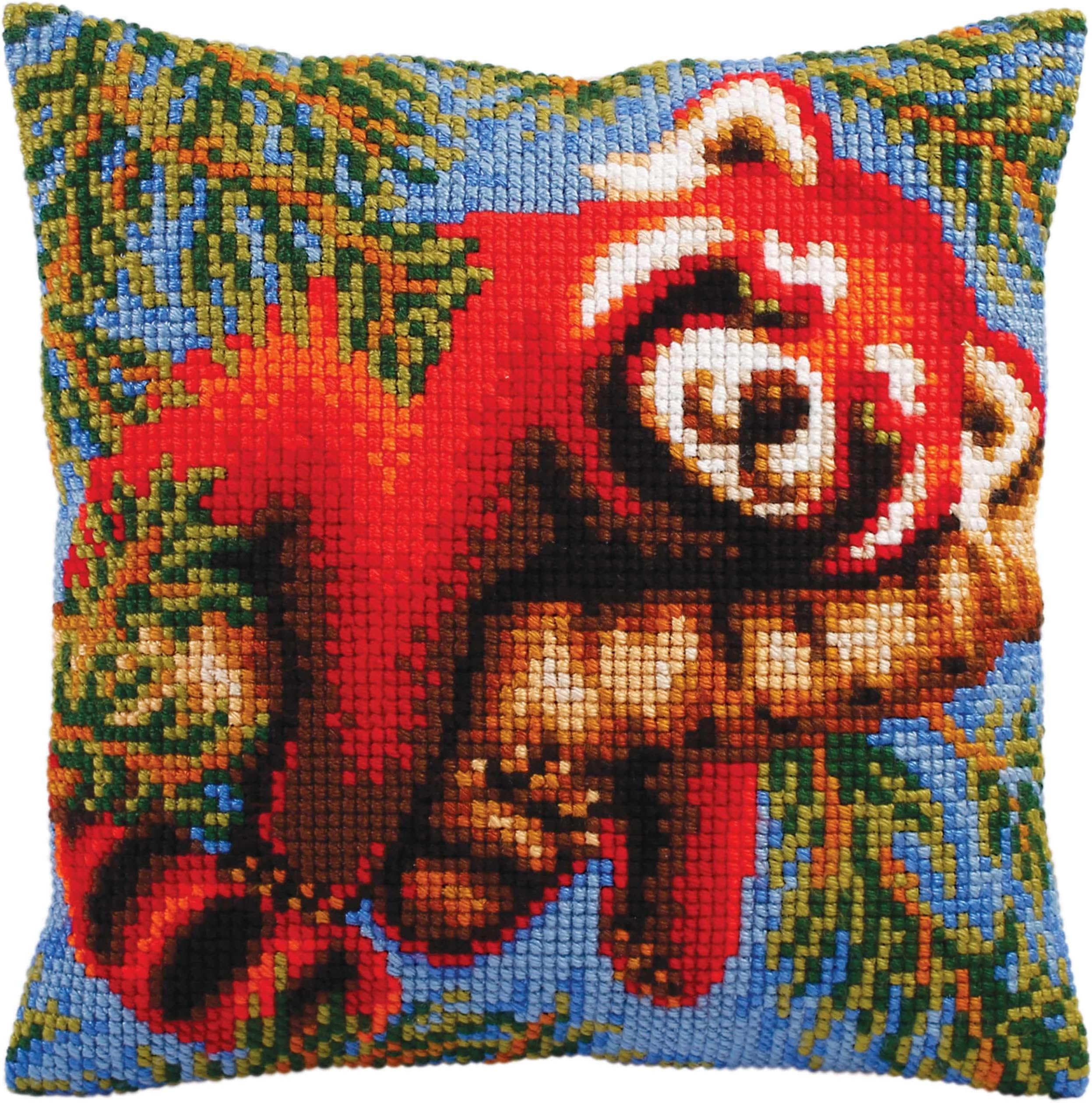 Collection d'Art Cross Stitch Kit: Cushion: Red Panda, Cotton Acrylic, Multi, 40 x 40cm