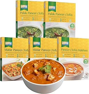 Ashoka Traditional Indian Meals 1932, Gluten-Free Meal Kit, Vegan Tofu Paneer Assortment, Kosher Certified, All-Natural Variety Pack, Travel Friendly Meals, Authentic with No Preservatives, Pack of 5